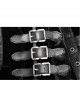 Stand-Up Collar Front Chest Metal Buckle Leather Strap Long Sleeve Black Punk Thickened Weft Velveteen Coat