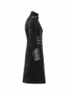 Stand-Up Collar Front Chest Metal Buckle Leather Strap Long Sleeve Black Punk Thickened Weft Velveteen Coat