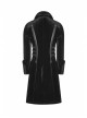 Stand-Up Collar Front Chest Metal Buckle Leather Strap Long Sleeve Black Punk Thickened Weft Velveteen Coat