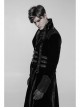 Stand-Up Collar Front Chest Metal Buckle Leather Strap Long Sleeve Black Punk Thickened Weft Velveteen Coat