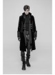 Stand-Up Collar Front Chest Metal Buckle Leather Strap Long Sleeve Black Punk Thickened Weft Velveteen Coat
