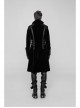 Stand-Up Collar Front Chest Metal Buckle Leather Strap Long Sleeve Black Punk Thickened Weft Velveteen Coat