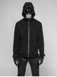 Leather Hasp Glasses Long Sleeve Black Punk Cashmere Hooded Coat