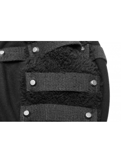 Leather Hasp Glasses Long Sleeve Black Punk Cashmere Hooded Coat
