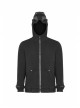 Leather Hasp Glasses Long Sleeve Black Punk Cashmere Hooded Coat