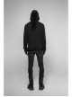 Leather Hasp Glasses Long Sleeve Black Punk Cashmere Hooded Coat