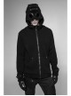 Leather Hasp Glasses Long Sleeve Black Punk Cashmere Hooded Coat
