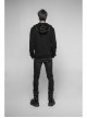 Leather Hasp Glasses Long Sleeve Black Punk Cashmere Hooded Coat