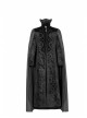 Stand-Up Collar Front Metal Decoration Long Sleeve Black Gothic Paisley Pattern Embossed Velvet Coat With Cloak
