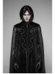 Stand-Up Collar Front Metal Decoration Long Sleeve Black Gothic Paisley Pattern Embossed Velvet Coat With Cloak