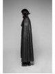 Stand-Up Collar Front Metal Decoration Long Sleeve Black Gothic Paisley Pattern Embossed Velvet Coat With Cloak