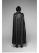 Stand-Up Collar Front Metal Decoration Long Sleeve Black Gothic Paisley Pattern Embossed Velvet Coat With Cloak