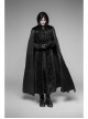 Stand-Up Collar Front Metal Decoration Long Sleeve Black Gothic Paisley Pattern Embossed Velvet Coat With Cloak