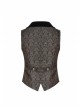 Brown Jacquard Splice Weft Velveteen Front Door Lapel Metal Button Gothic Vest