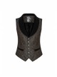 Brown Jacquard Splice Weft Velveteen Front Door Lapel Metal Button Gothic Vest