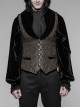 Brown Jacquard Splice Weft Velveteen Front Door Lapel Metal Button Gothic Vest