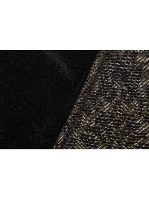 Brown Jacquard Splice Weft Velveteen Front Door Lapel Metal Button Gothic Vest