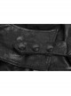 Stand-Up Collar Leather Hasp Long Sleeve Front Long Hem Black Punk Crack Knit Hooded Coat