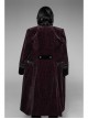 Stand-Up Collar Front Metal Button Irregular Swallow Tail Hem Wine Red Gothic Weft Velveteen Dress Coat