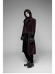Stand-Up Collar Front Metal Button Irregular Swallow Tail Hem Wine Red Gothic Weft Velveteen Dress Coat