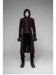 Stand-Up Collar Front Metal Button Irregular Swallow Tail Hem Wine Red Gothic Weft Velveteen Dress Coat