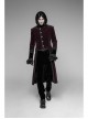 Stand-Up Collar Front Metal Button Irregular Swallow Tail Hem Wine Red Gothic Weft Velveteen Dress Coat