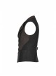 Front Double Row Snaps Buttons Back Waist Leather Hasp Splice Brown Twill Black Punk Vest