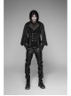 Front Double Row Snaps Buttons Back Waist Leather Hasp Splice Brown Twill Black Punk Vest