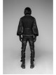 Front Double Row Snaps Buttons Back Waist Leather Hasp Splice Brown Twill Black Punk Vest