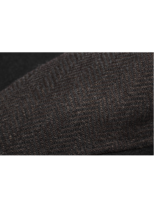 Front Double Row Snaps Buttons Back Waist Leather Hasp Splice Brown Twill Black Punk Vest