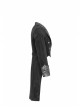 Front Chest Metal Button Long Sleeve Swallow Tail Hem Black Gothic Cashmere Coat