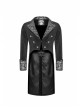 Front Chest Metal Button Long Sleeve Swallow Tail Hem Black Gothic Cashmere Coat