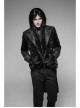 Front Chest Metal Button Long Sleeve Swallow Tail Hem Black Gothic Cashmere Coat