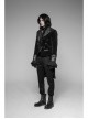 Front Chest Metal Button Long Sleeve Swallow Tail Hem Black Gothic Cashmere Coat