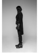 Front Chest Metal Button Long Sleeve Swallow Tail Hem Black Gothic Cashmere Coat