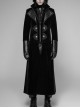 Stand-Up Collar Front Flower Buckle Decoration Black Punk Twill Weft Velveteen Jacket