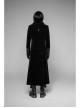 Stand-Up Collar Front Flower Buckle Decoration Black Punk Twill Weft Velveteen Jacket