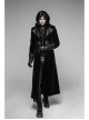 Stand-Up Collar Front Flower Buckle Decoration Black Punk Twill Weft Velveteen Jacket