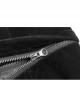 Stand-Up Collar Front Flower Buckle Decoration Black Punk Twill Weft Velveteen Jacket