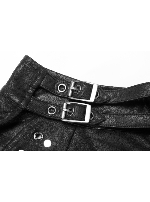High Collar Metal Buckle Leather Strap Rivet One-Arm Black Punk Knitted Crack Accessory