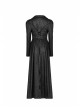 Front Metal Button Long Sleeve Lace Frill Back Waist Lace-Up Rear Long Hem Black Gothic Knitted Crack Coat