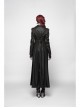 Front Metal Button Long Sleeve Lace Frill Back Waist Lace-Up Rear Long Hem Black Gothic Knitted Crack Coat