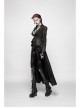 Front Metal Button Long Sleeve Lace Frill Back Waist Lace-Up Rear Long Hem Black Gothic Knitted Crack Coat