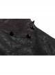 Front Metal Button Long Sleeve Lace Frill Back Waist Lace-Up Rear Long Hem Black Gothic Knitted Crack Coat