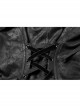 Front Metal Button Long Sleeve Lace Frill Back Waist Lace-Up Rear Long Hem Black Gothic Knitted Crack Coat