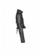 High Collar Front Zipper Long Sleeve Metal Buckle Leather Belt Back Lace-Up Black Glossy Crack Punk Short Jacket