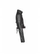 High Collar Front Zipper Long Sleeve Metal Buckle Brown Leather Belt Back Lace-Up Black Glossy Crack Punk Short Jacket