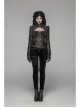 High Collar Front Zipper Long Sleeve Metal Buckle Brown Leather Belt Back Lace-Up Black Glossy Crack Punk Short Jacket