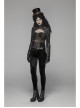 High Collar Front Zipper Long Sleeve Metal Buckle Brown Leather Belt Back Lace-Up Black Glossy Crack Punk Short Jacket
