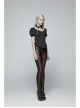 Pendant Collar Front Chest Positioning Lace Flower Bubble Sleeve Back Waist Lace-Up Black Gothic Blouse